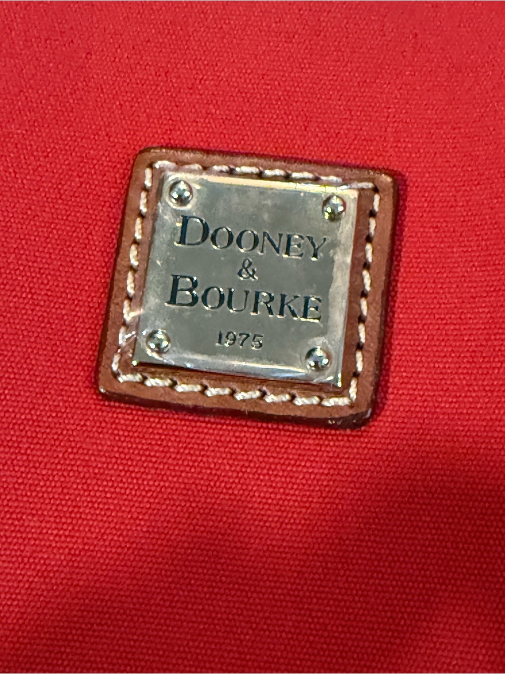 Dooney & Bourke Red Canvas Tote Bag with Tan Trim - Picture 3 of 6